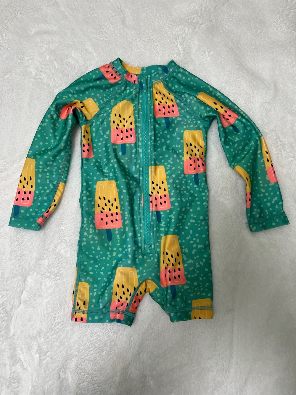 Tea Collection Rash guard Baby Swimsuit, Melon popsicle in green, size 18-24M